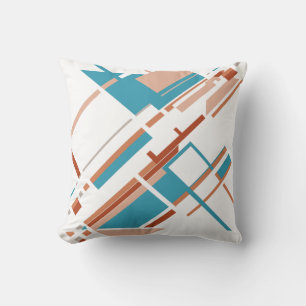 Turkos Coral Rust Diagonal MCM Inspired Motif Kudde