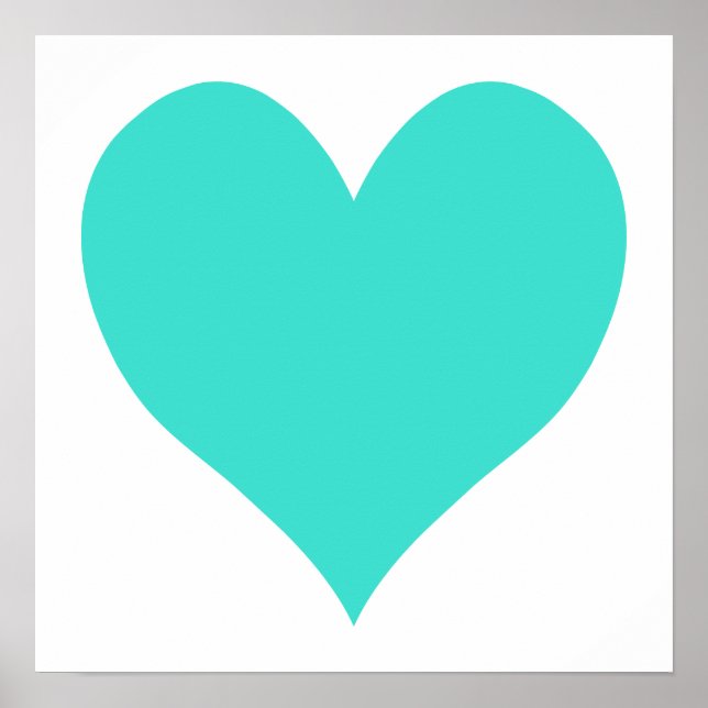 Turkos Cute Heart Poster (Framsidan)
