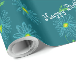 Turkos Daisy - färglös utskrift Presentpapper