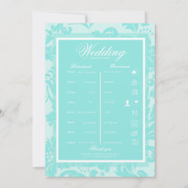 Turkos damast-itinerarieförteckning inbjudningar