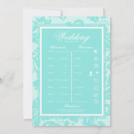 Turkos damast-resplan itinerary inbjudningar