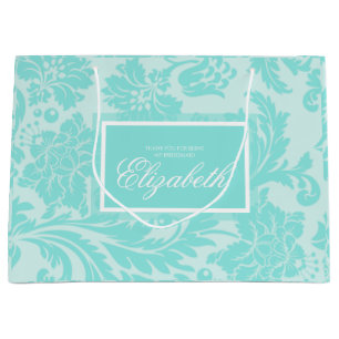 Turkos damaststor presentpåse