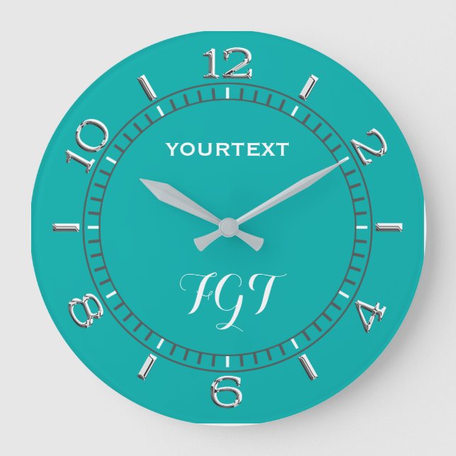 Turkos Decor Dial Easily Personlig Stor Klocka (Framsida)