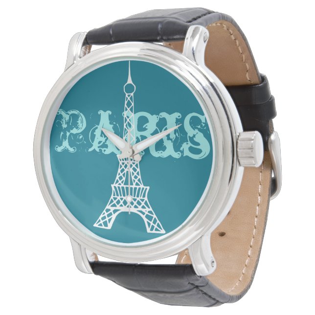 Turkos Eiffeltornet Paris Damklocka Armbandsur (Vinklad)