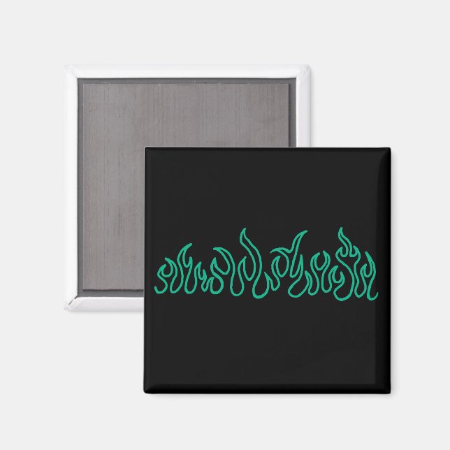 Turkos Eldflamma Brinnande Kontur Magnet (Front/Back)