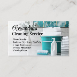 Turkos Elegant Städning hushållning med  Visitkort