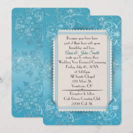 Turkos Embossed Vow Renewal Bröllop Inbjudningar