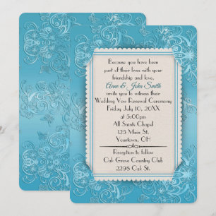 Turkos Embossed Vow Renewal Bröllop Inbjudningar