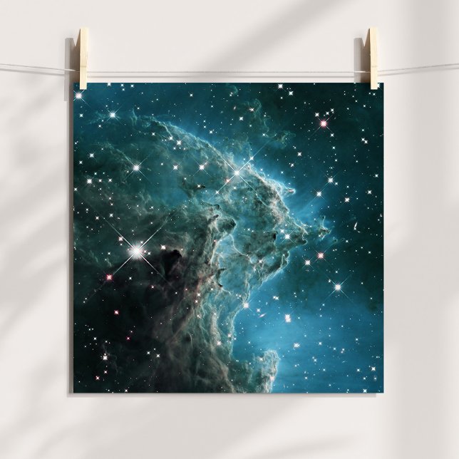 Turkos Färgad Aphamantahuvudnebulosan Poster (Teal Blue Colored Monkey Head Nebula Poster)