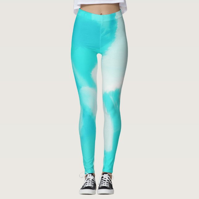 Turkos färgsplatter leggings (Framsida)