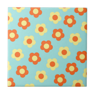 Turkos fet Y2K Wildblomma Vibrant Vår Decor Kakelplatta