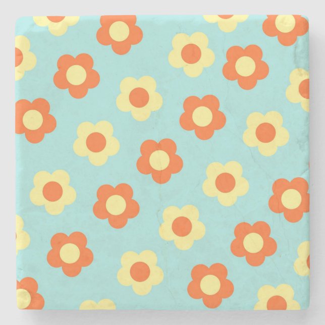 Turkos fet Y2K Wildblomma Vibrant Vår Decor Stenunderlägg (Framsidan)