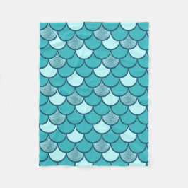 Turkos-fisk  mönster med glitter, effekt fleecefilt