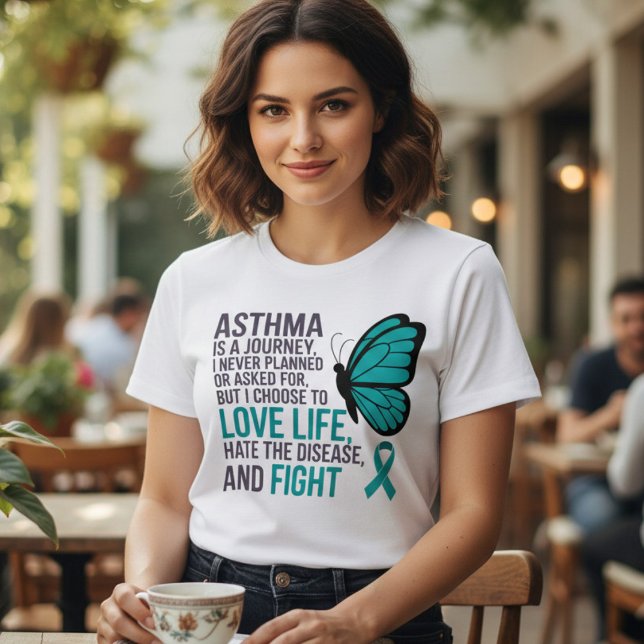 Turkos fjäril Astma Medvetenhet T Shirt (Skapare uppladdad)