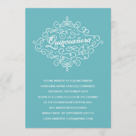 Turkos Flourish Quinceanera Party Inbjudningar