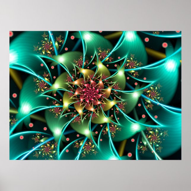 Turkos Flower Fractal Poster (Framsidan)