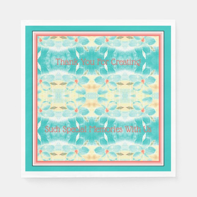 Turkos Flower Patterned Pappersservett (Framsidan)