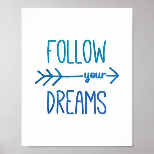Turkos Följ Dina Drömmar Inspirerande Citat Poster (Framsidan)