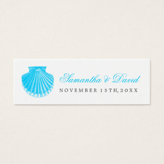 Turkos för Beach Wedding Favor Tag Scallop-Snäcka Litet Visitkort