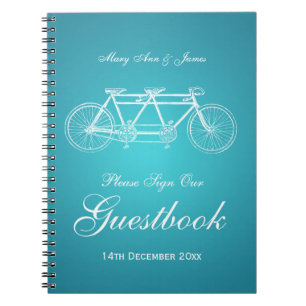 Turkos för cykel för bröllopGuestbook tandem Anteckningsbok