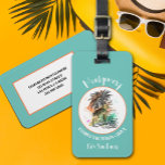 Turkos för sommarfamiljevacation bagagebricka<br><div class="desc">Den här bagagetaggen har en sommarsemesterillustration på en turkobaksida tillsammans med din familj namn,  år och plats i chic och roligt på baksidan.</div>