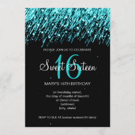 Turkos för stjärnor för sweet sixteenparty inbjudningar