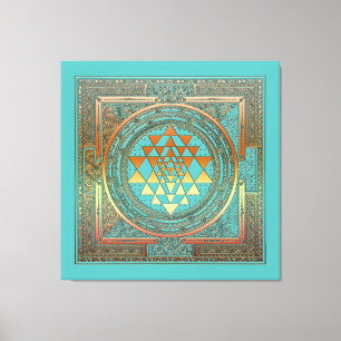 turkos för symbol för chakra för kanfasyogamana canvastryck