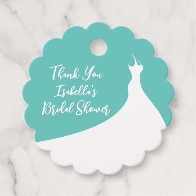 turkos för Tack av elegant Möhippa Gåvor Etiketter (Framsida)