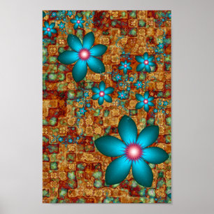 Turkos Fractal Flowers Poster