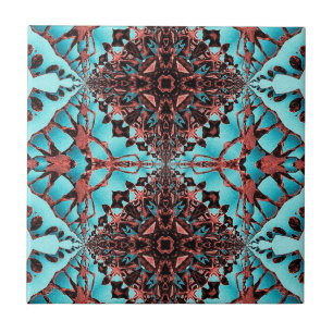 Turkos Fractal Star Blast Kakelplatta