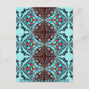 Turkos Fractal Star Blast Vykort