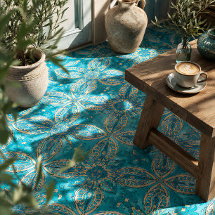Turkos Fraktal Mandala Kakelplatta