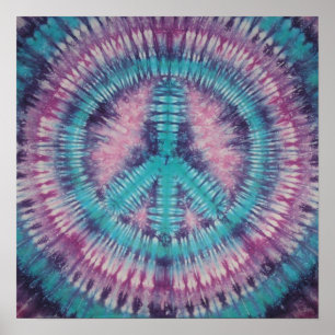 Turkos Fredstecken Tie Dye Poster
