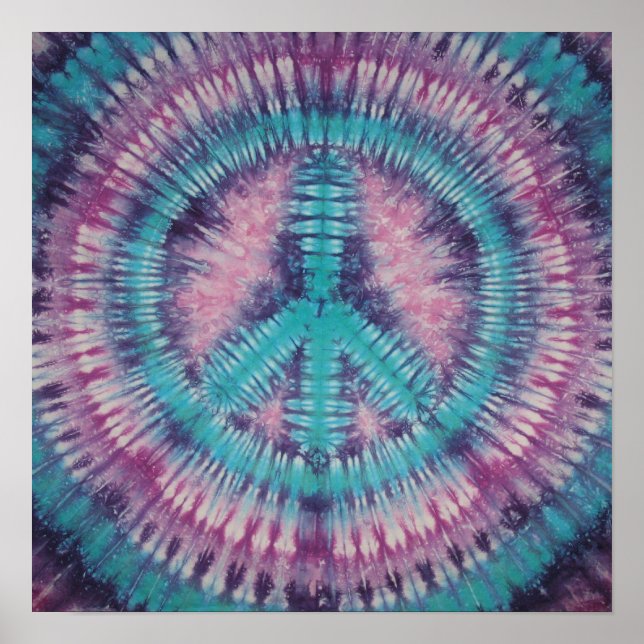 Turkos Fredstecken Tie Dye Poster (Framsidan)