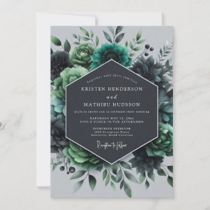Turkos Frodiga Florawedding Inbjudningar
