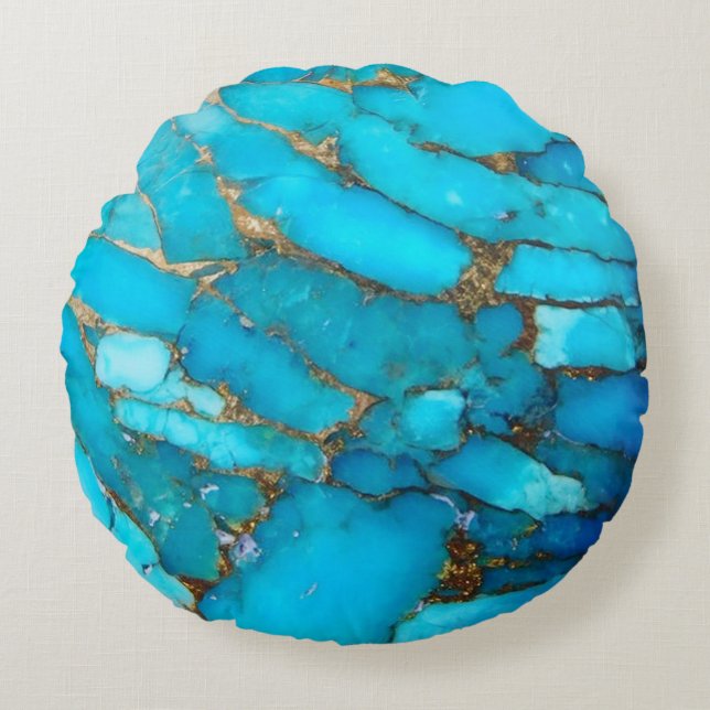 turkos gemstone rund kudde (Framsidan)