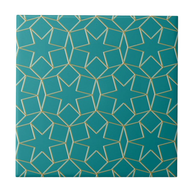Turkos Geometric mönster Kakelplatta (Framsidan)