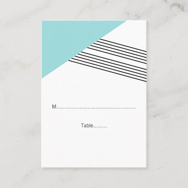 Turkos Geometric Rand Bröllop Place Cards Placeringskort (Framsida)