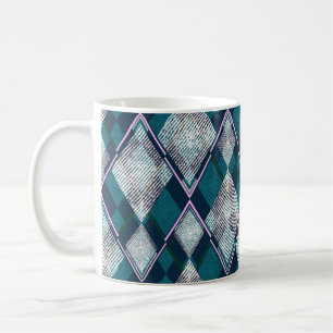Turkos Geometric Rhombi Seamless Mönster Kaffemugg