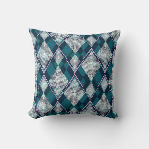 Turkos Geometric Rhombi Seamless Mönster Kudde