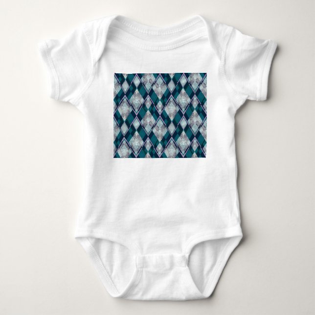 Turkos Geometric Rhombi Seamless Mönster T Shirt (Framsida)