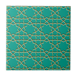 Turkos Geometric Star mönster Kakelplatta