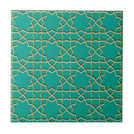 Turkos Geometric Star mönster Kakelplatta
