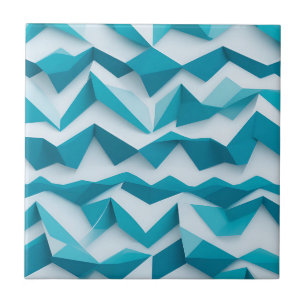 Turkos geometrisk Chevron 3D-mönster Kakelplatta