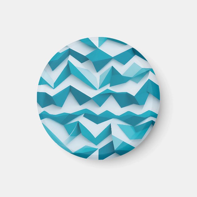 Turkos geometrisk Chevron 3D-mönster Magnet (Framsidan)