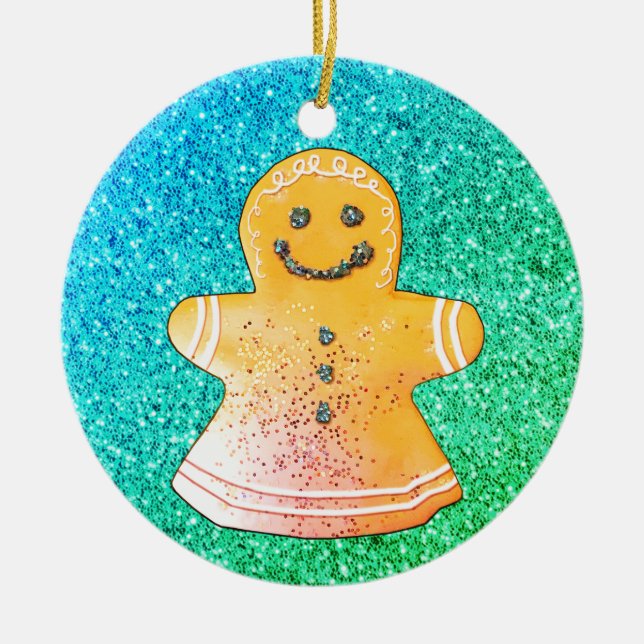 Turkos Gingerbreadflicka Ornament (Framsidan)