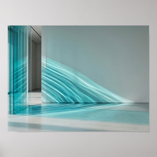 Turkos Glas Ljusspår Arkitektonisk Väggkonst (Framsidan)