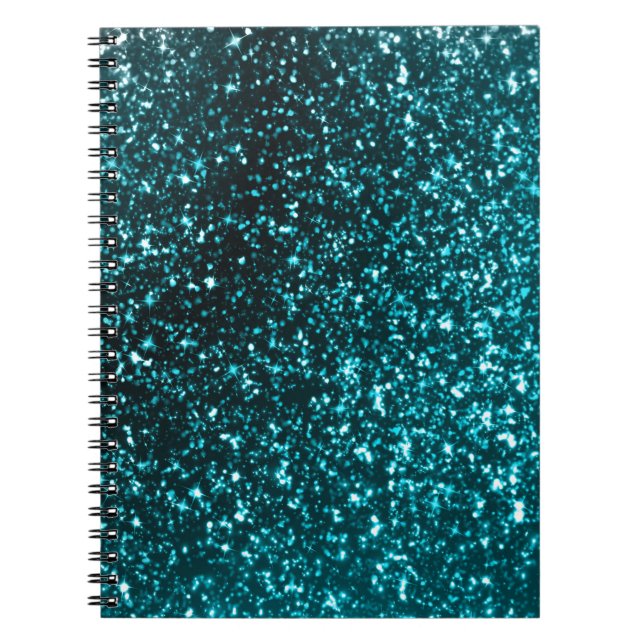 Turkos Glitter Spiral Anteckningsbok Anteckningsbok Med Spiral (Framsidan)
