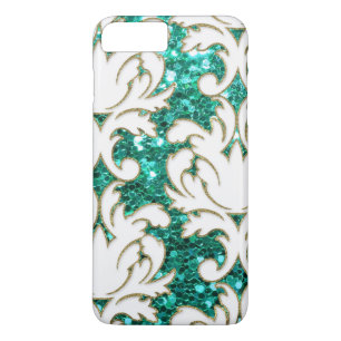 Turkos Glitterdamask