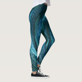 Turkos Glittriga Virvlar Leggings